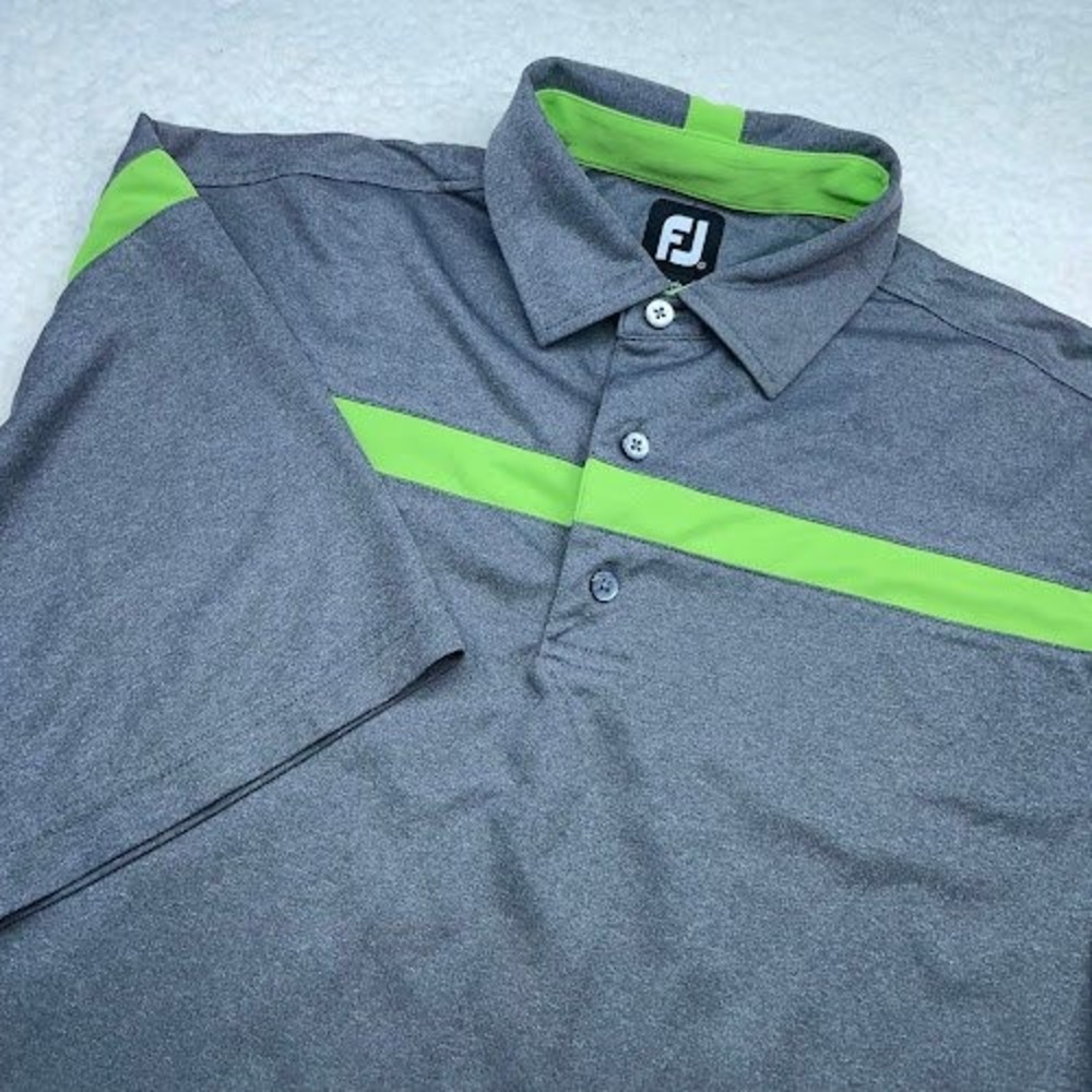 FootJoy Polo Shirt Mens Large Golf Club Striped grey green Short Sleeve  golfing
